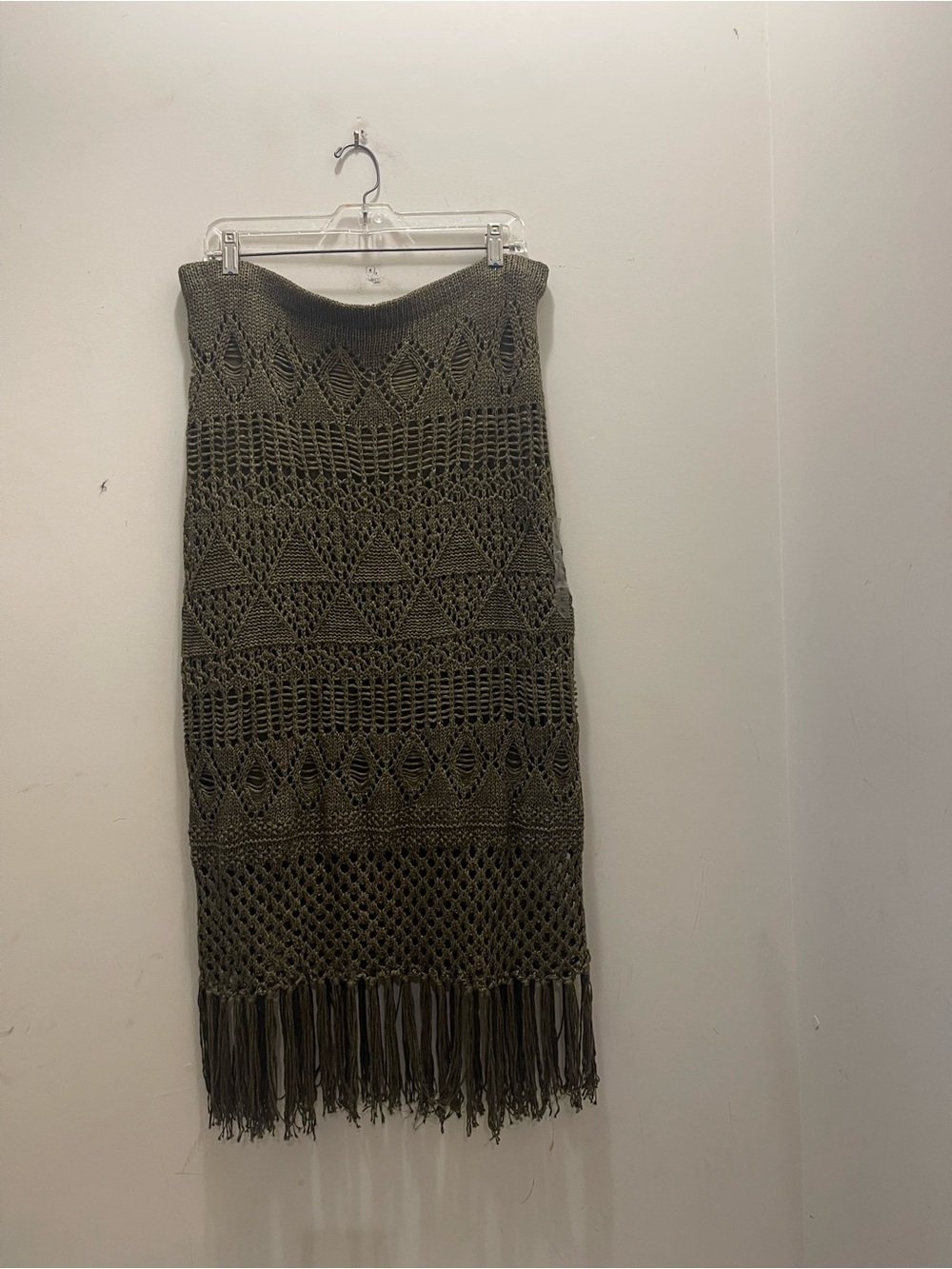 Polo Ralph Lauren Linen Crochet Fringe Midi Skirt NWT